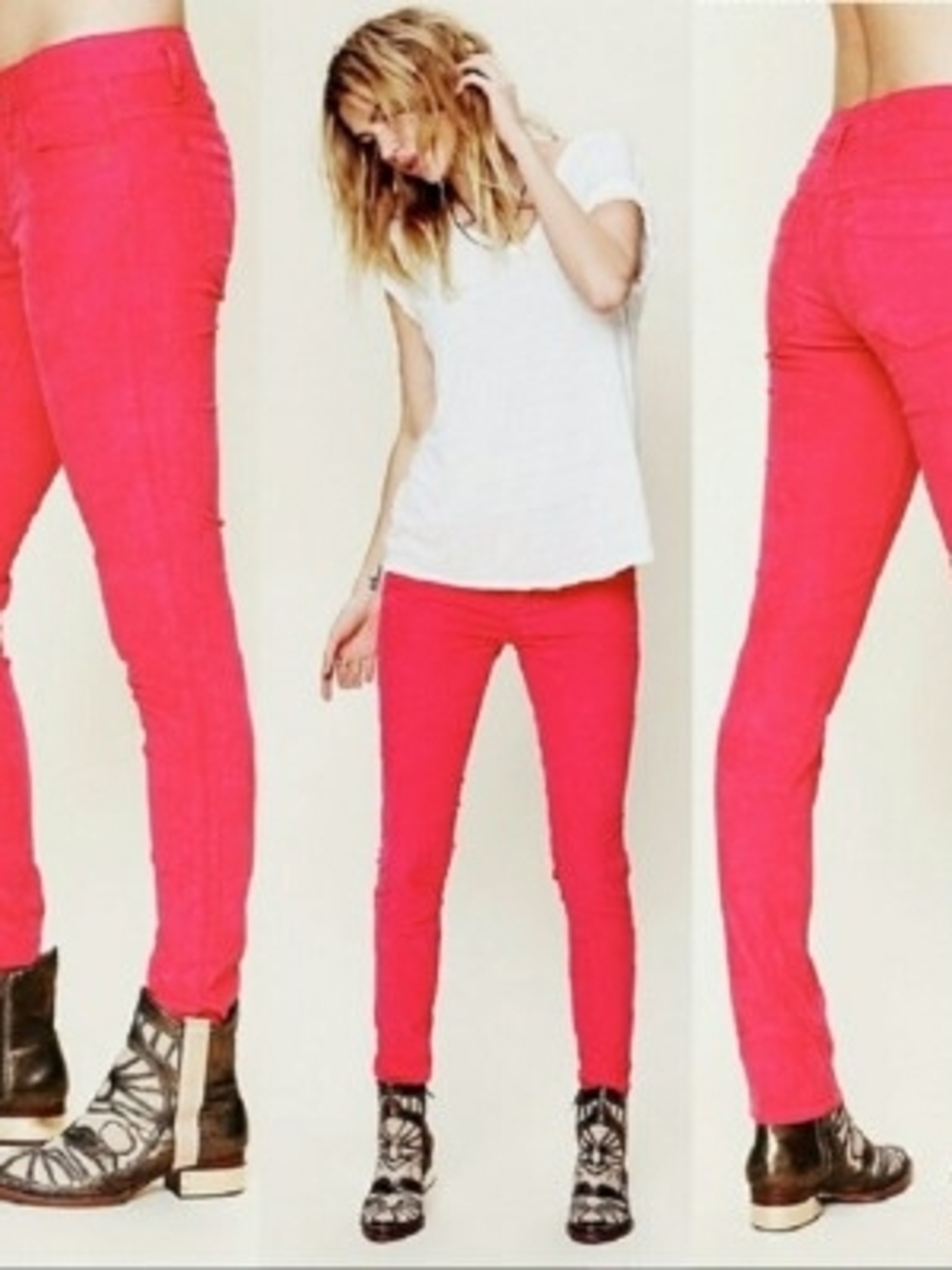 Free People Women's Pink Skinny Corduroy Pants Size 30